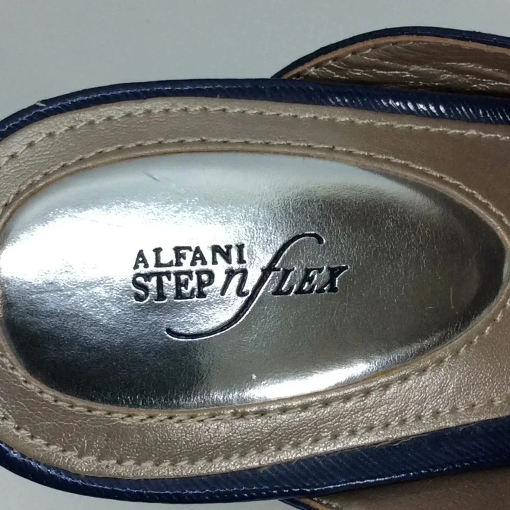 Navy Open Toe SlipOn Heeled Sandals - Picture 7 of 8